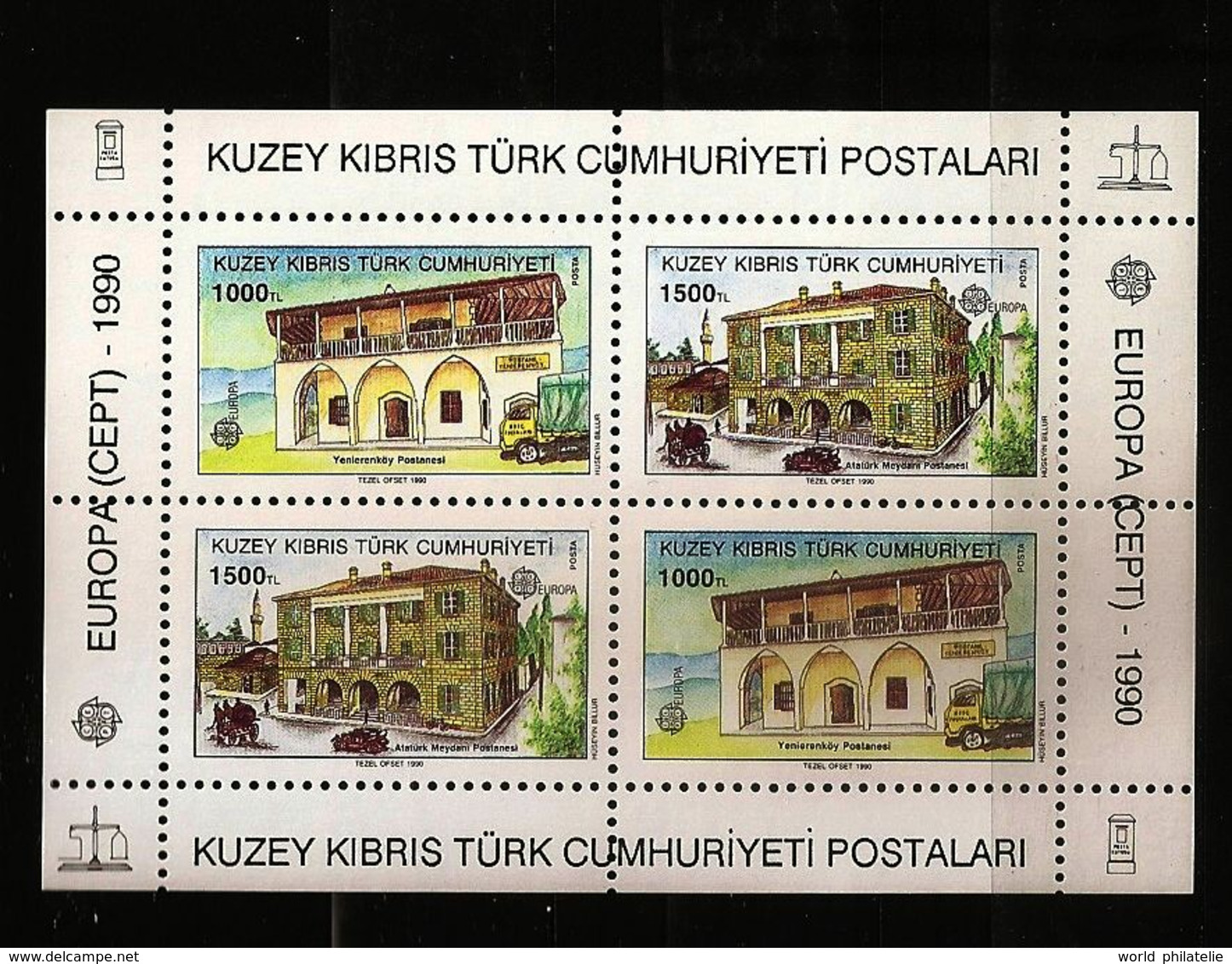 Turquie Chypre Turc RTCN 1990 N° BF 8 ** Europa, Emission Conjointe, Place Atatürk, Camion, Vélo, Voiture à Cheval - Andere & Zonder Classificatie