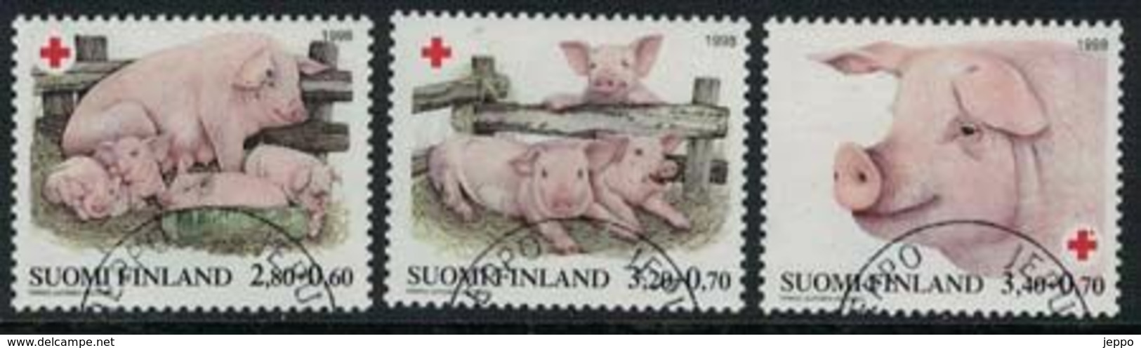 1998 Finland Red Cross Animals, Pigs Complete Used Set. - Used Stamps