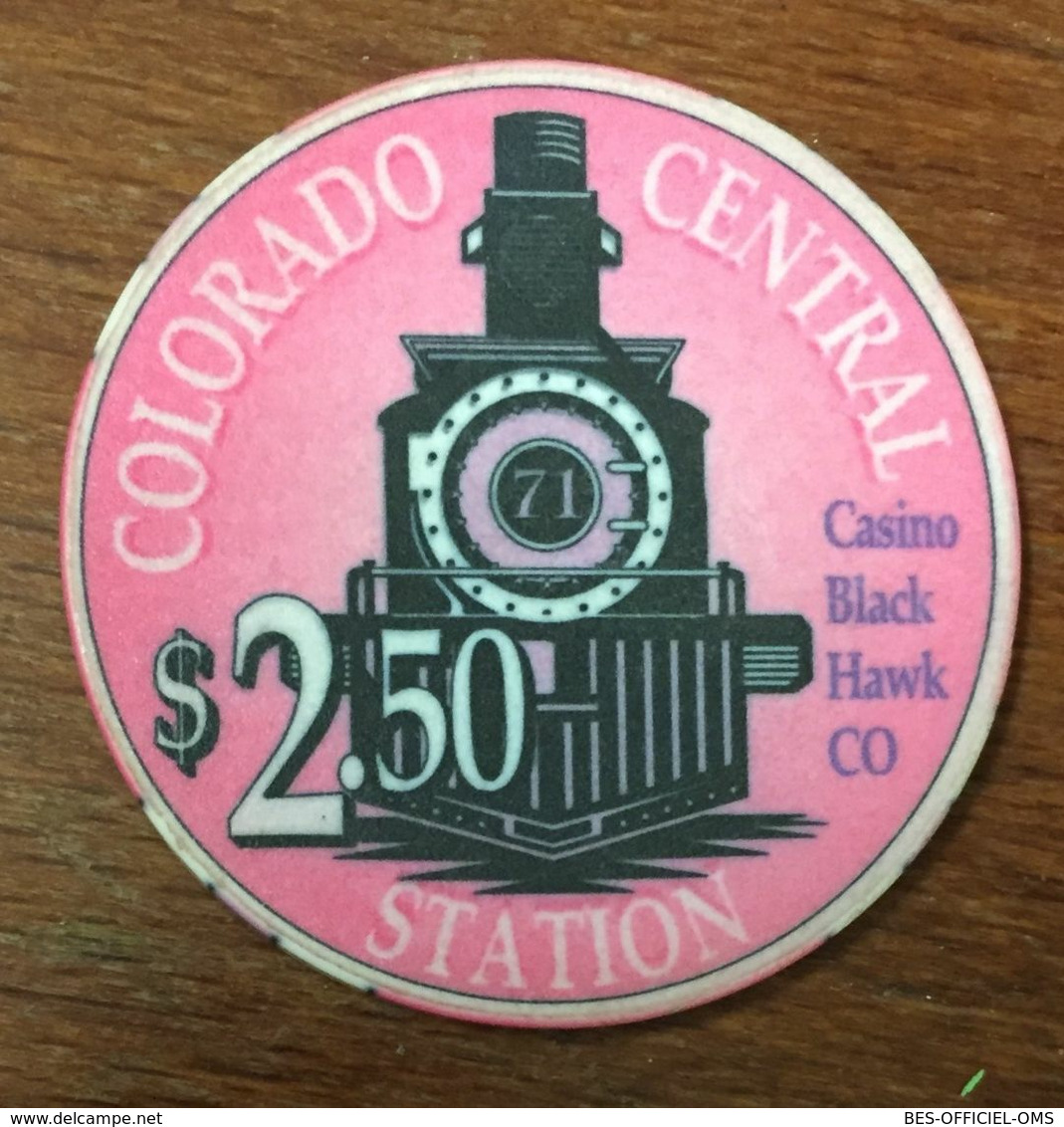 USA COLORADO BLACK HAWK COLORADO CENTRAL CASINO CHIP $ 2,5 JETON TOKENS COINS TRAIN LOCOMOTIVE RAILWAY - Casino