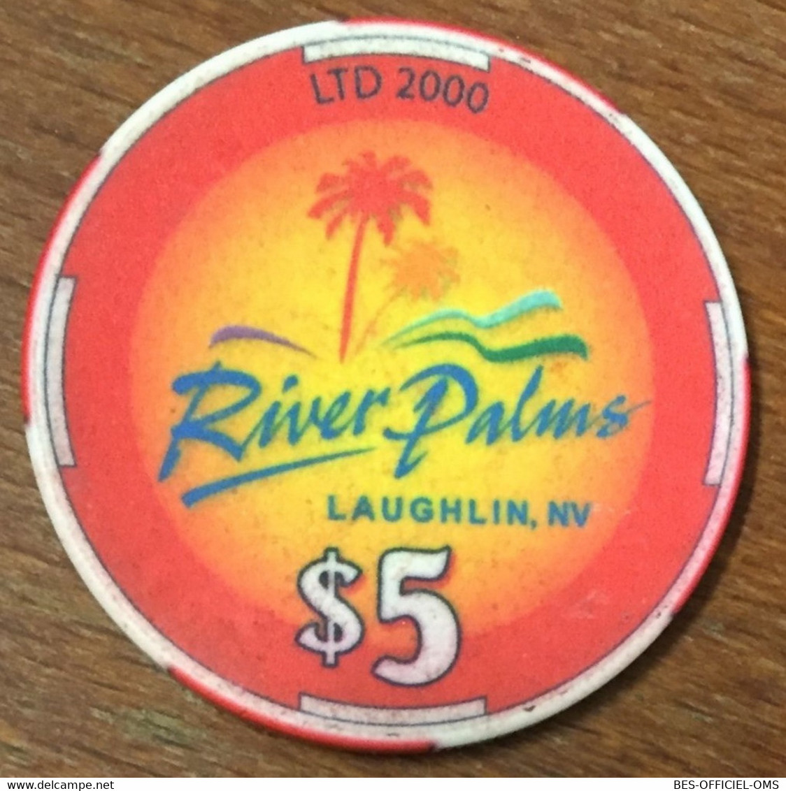 USA NEVADA LAUGHLIN RIVERS PAKM CASINO CHIP $ 5 JETON TOKENS COINS GAMING - Casino