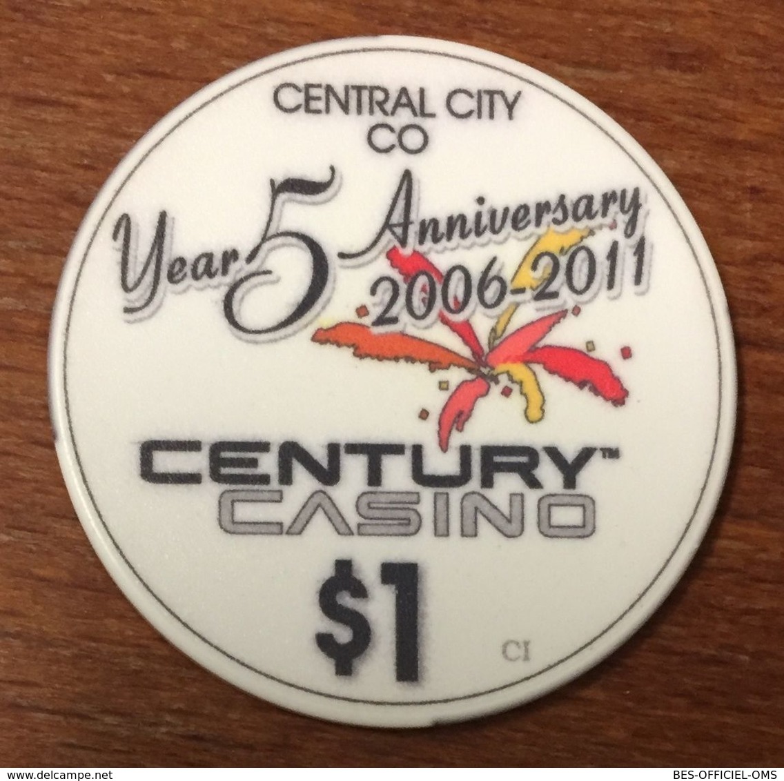 USA COLORADO CENTRAL CITY CENTURY CASINO CHIP $ 1 JETON TOKENS COINS - Casino