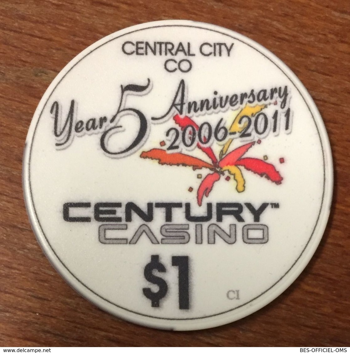 USA COLORADO CENTRAL CITY CENTURY CASINO CHIP $ 1 JETON TOKENS COINS - Casino