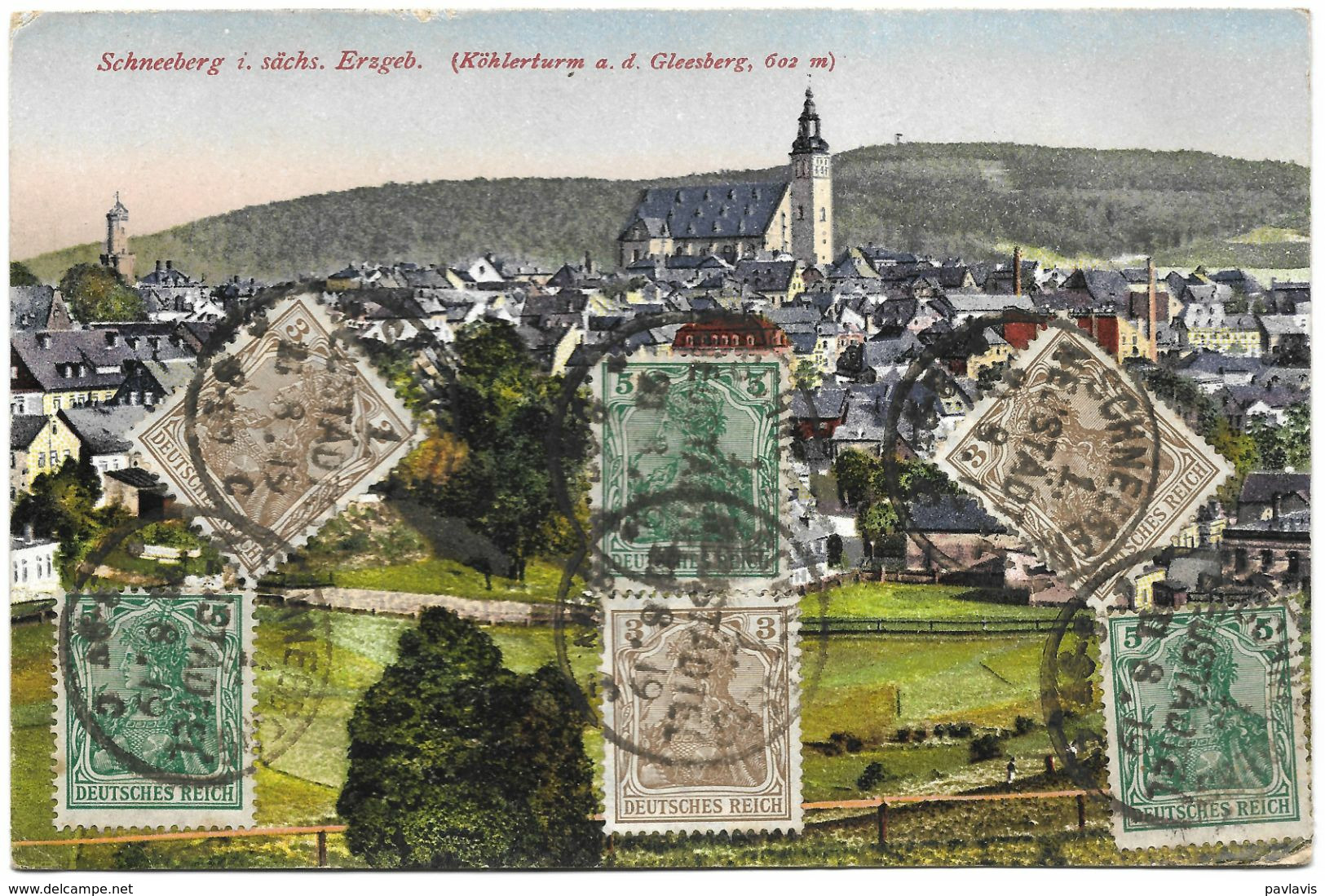 Schneeberg I. Sächs. Erzgeb. – Köhlerturm A. D. Gleesberg, 602 M – With Stamps Of Deutsches Reich – Year 1919 - Schneeberg