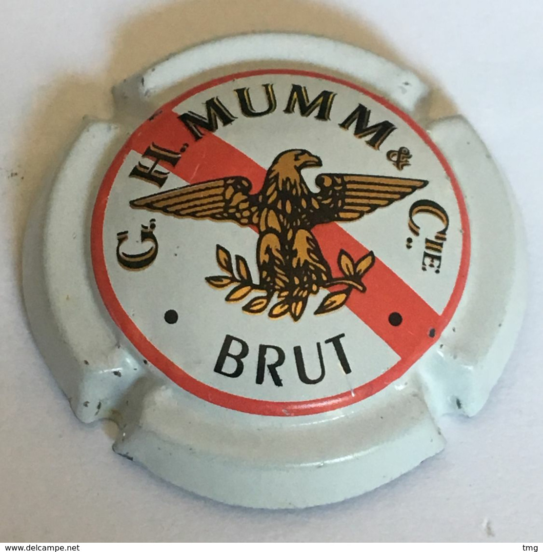 102 - G.H. Mumm Blanc, Barre Rouge, Brut (verso Métal) (côte 1 Euro) - Mumm GH Et Cie