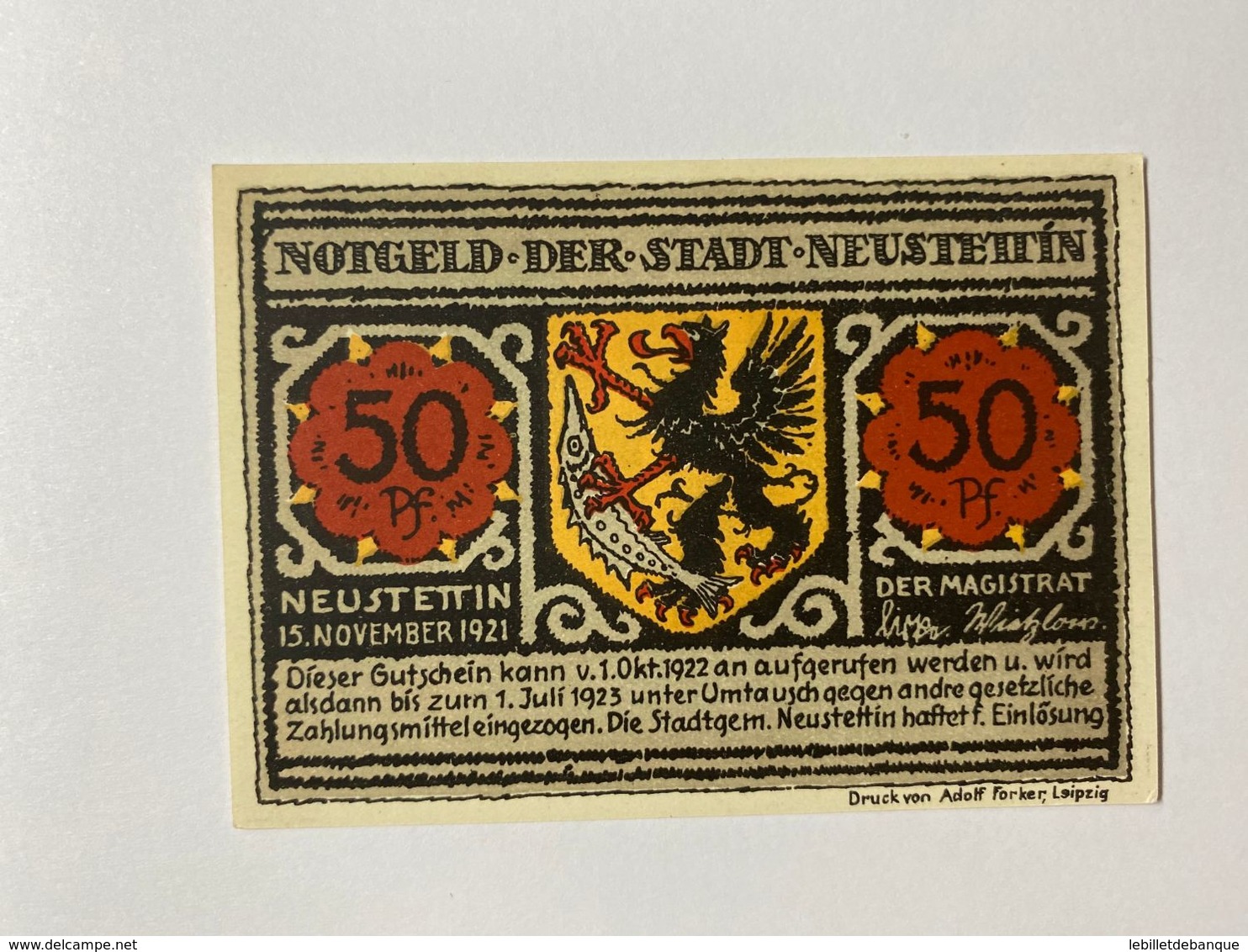 Allemagne Notgeld Neustettin 50 Pfennig - Collections