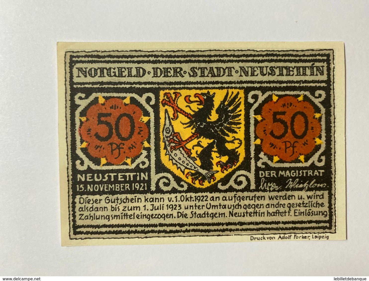 Allemagne Notgeld Neustettin 50 Pfennig - Collections