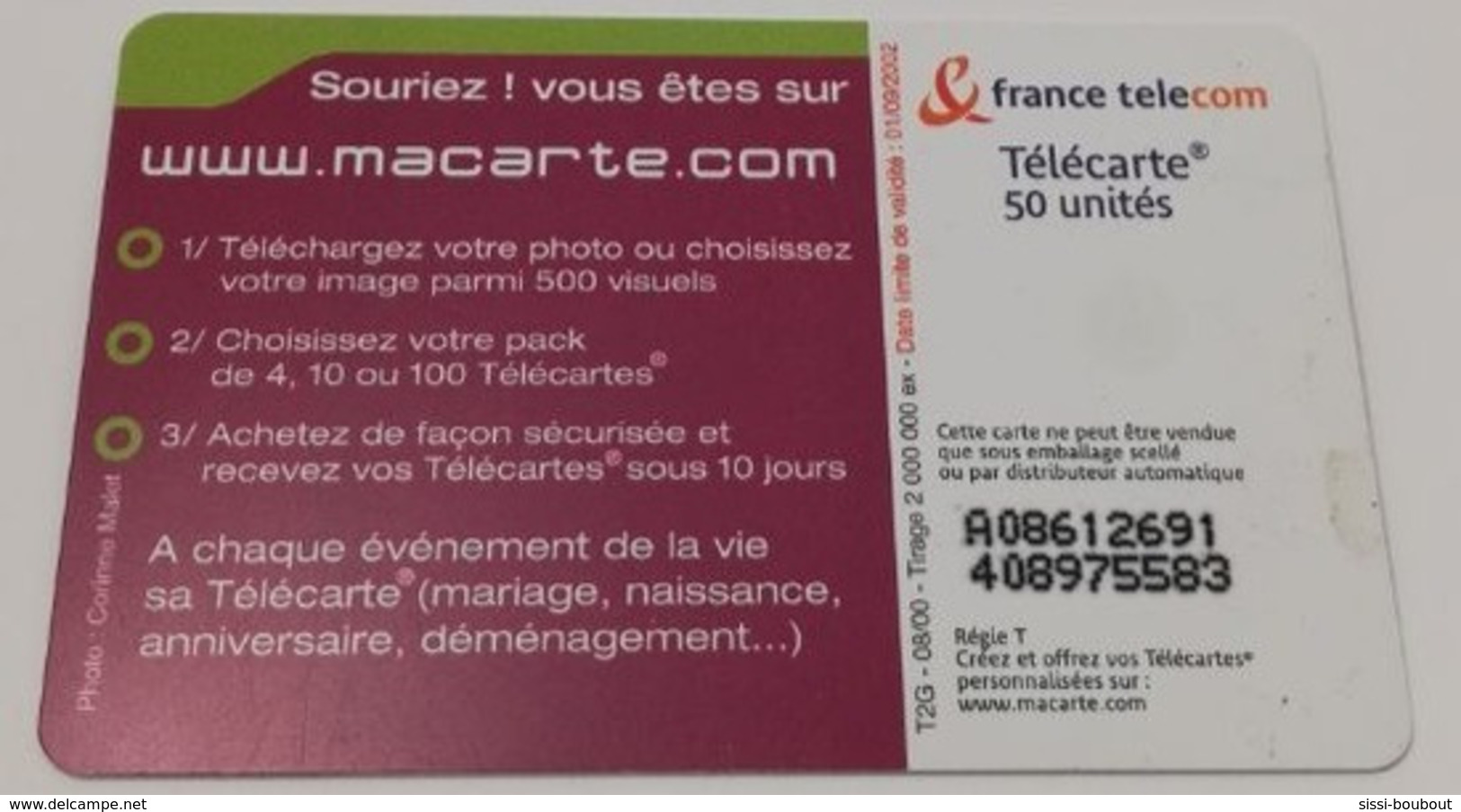 Télécarte - Www.macarte.com - "Je Crée Ma Carte à Mon Image" - Sonstige & Ohne Zuordnung