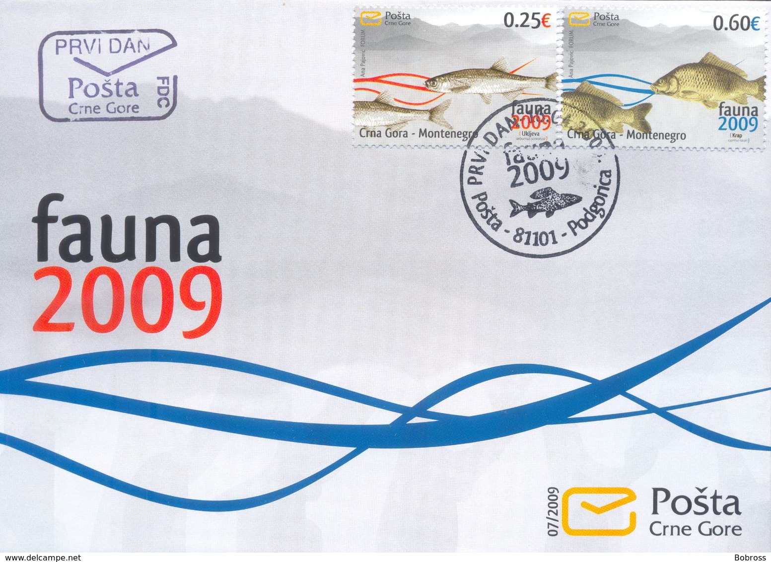 2009, FDC, Fish, Fauna, Montenegro, MNH - Montenegro