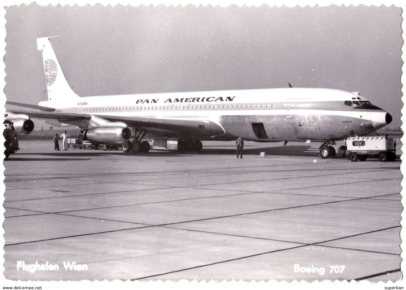 AVIATION CIVILE - AVION : BOEING 707 Of PAN AMERICAN On AIRPORT WIEN FLUGHAFEN / AUSTRIA - REAL PHOTO ~ 1965 (af382) - 1946-....: Era Moderna