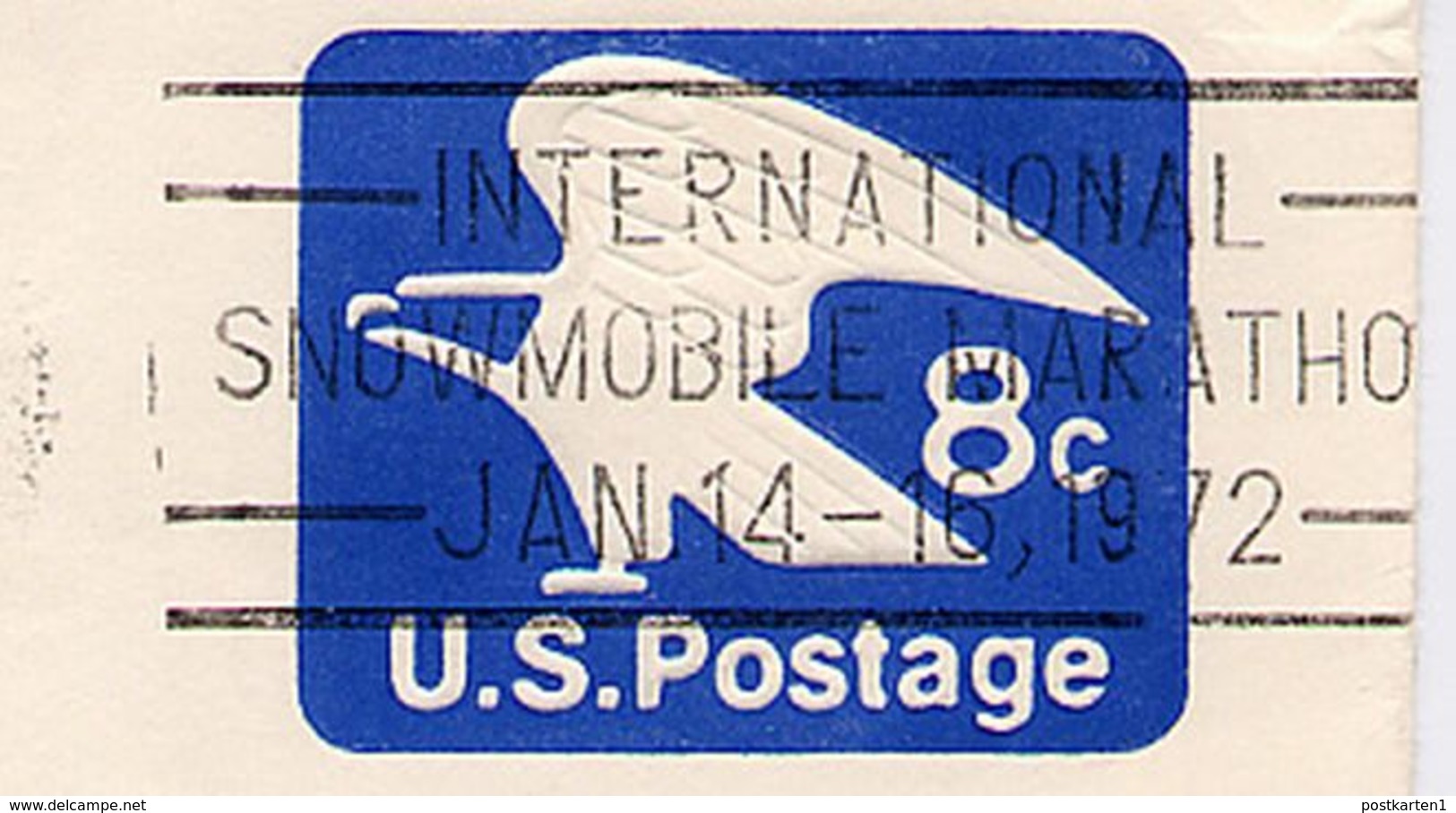 SNOWMOBILE MARATHON 1972 USA Slogan Cancel On U557 Rhinelander WI - Inverno