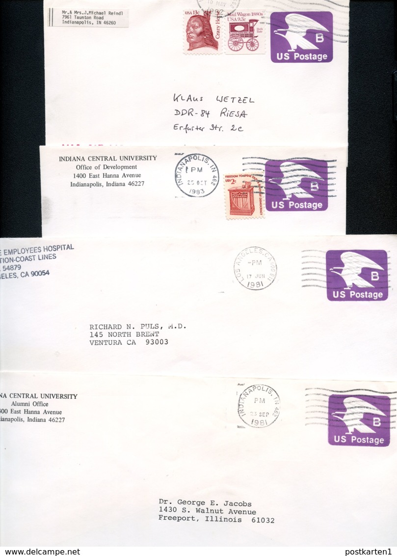 U592 4 PSE Covers Used Domestic And International 1981-83 Cat. $4.00+ - 1981-00