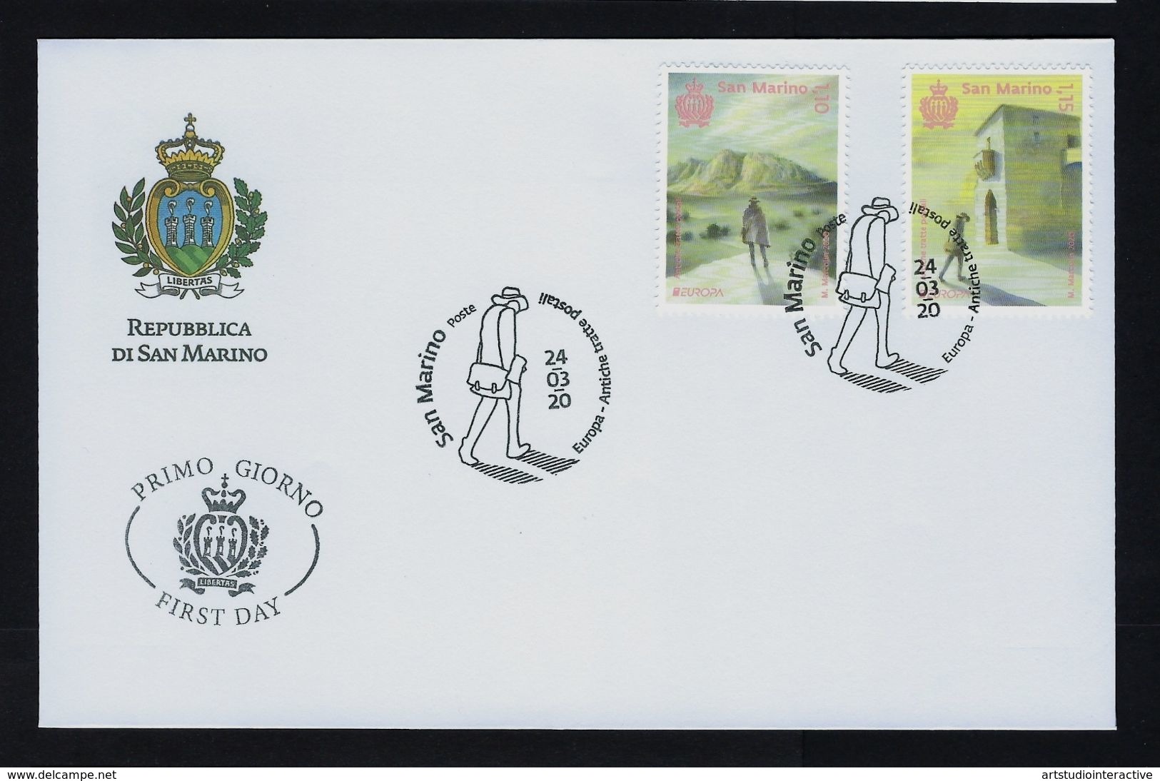 2020 SAN MARINO "EUROPA - ANTICHE TRATTE POSTALI" BUSTA FDC - FDC