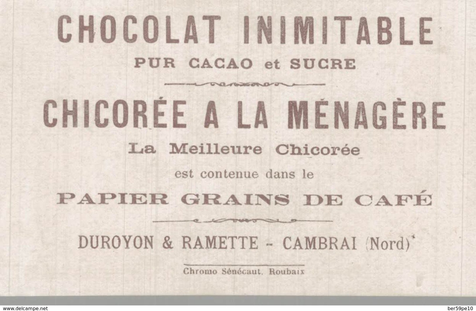 CHROMO CHOCOLAT INIMITABLE DUROYON & RAMETTE CAMBRAI   TIRAILLEUR ALGERIEN - Duroyon & Ramette