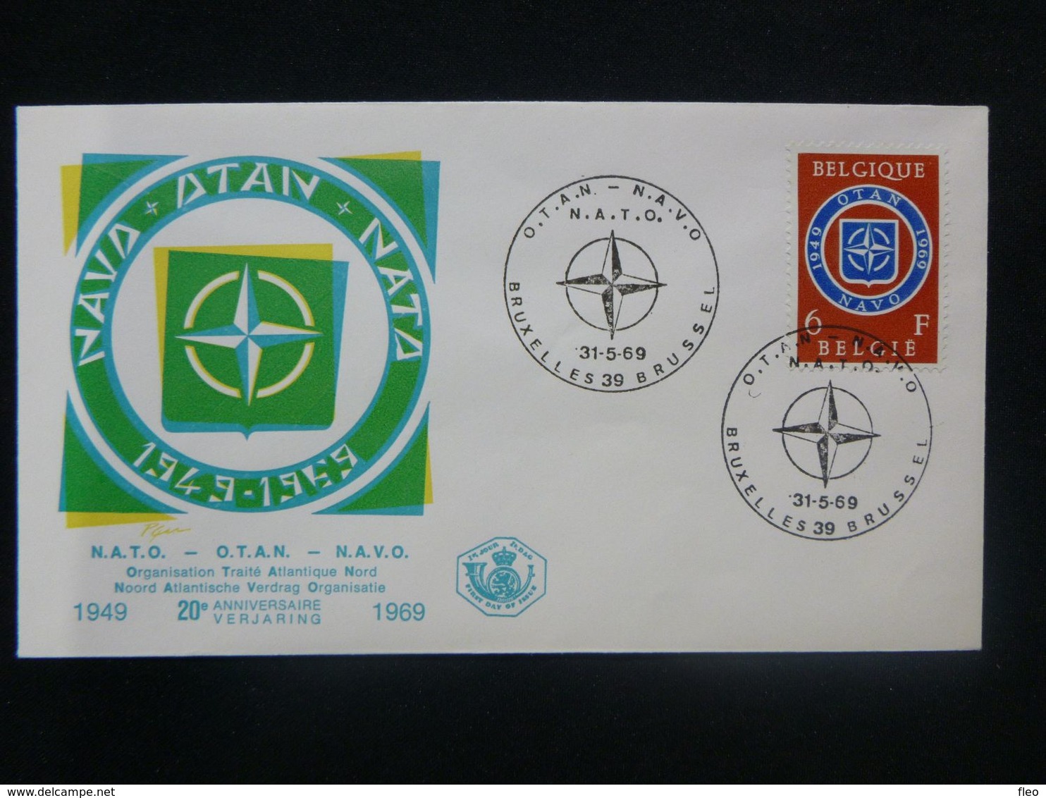 BELG.1969 1496 FDC (Bruxelles) :  " NAVO-OTAN 1949-1969 " - 1961-1970