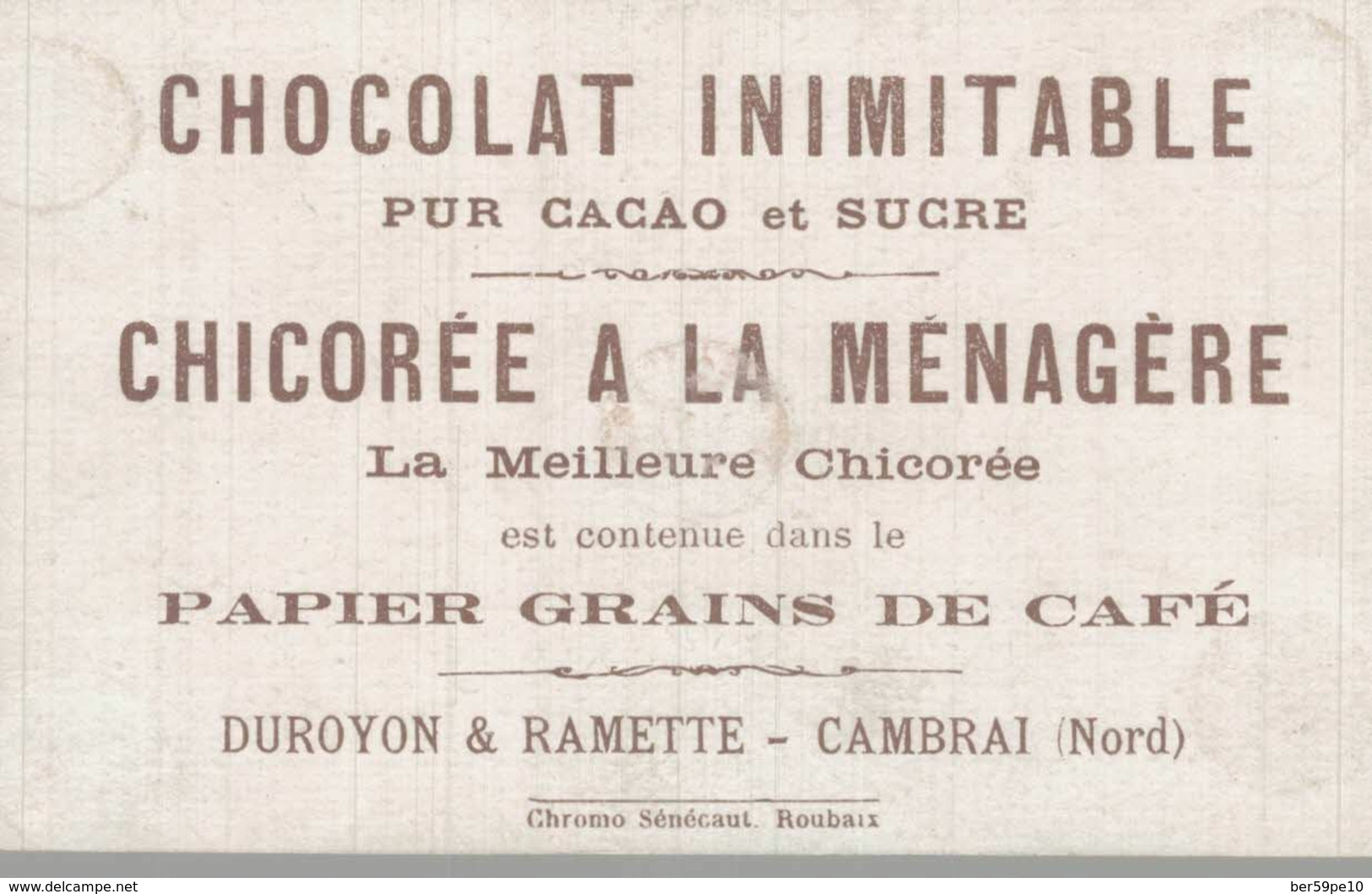 CHROMO CHOCOLAT INIMITABLE DUROYON & RAMETTE CAMBRAI  DRAGON ECLAIREUR - Duroyon & Ramette