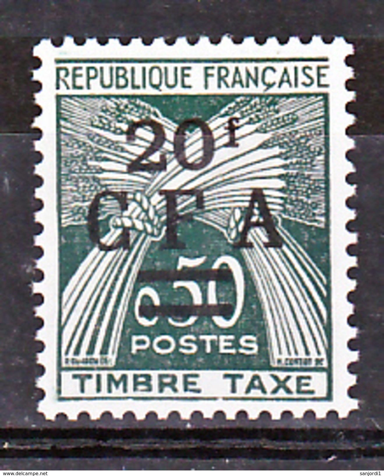 Réunion Taxe  47 CFA Gerbes Surchargés Neuf ** MnH Sin Charmela Cote 26 - Timbres-taxe