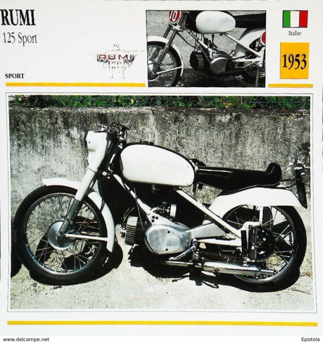 RUMI 125cc  Sport  1953 - Moto Italienne - Collection Fiche Technique Edito-Service S.A. - Collezioni