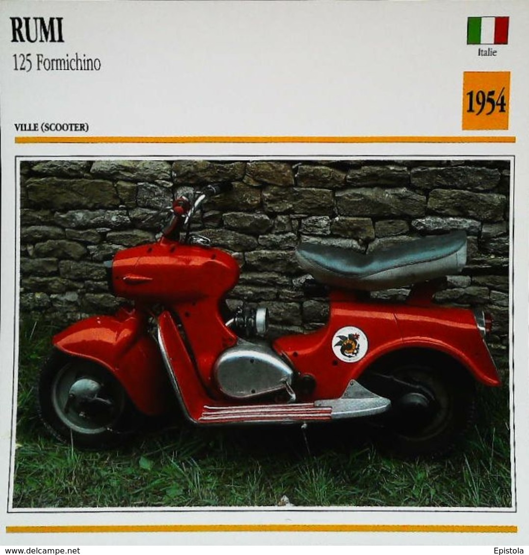 RUMI 125cc  Scooter Formichino 1954 - Moto Italienne - Collection Fiche Technique Edito-Service S.A. - Collections