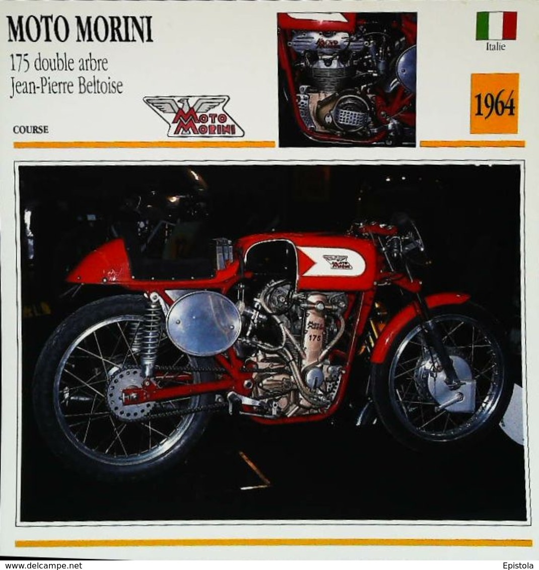 MOTO MORINI 175cc De Jean Pierre BELTOISE  1964- Moto Italienne - Collection Fiche Technique Edito-Service S.A. - Verzamelingen