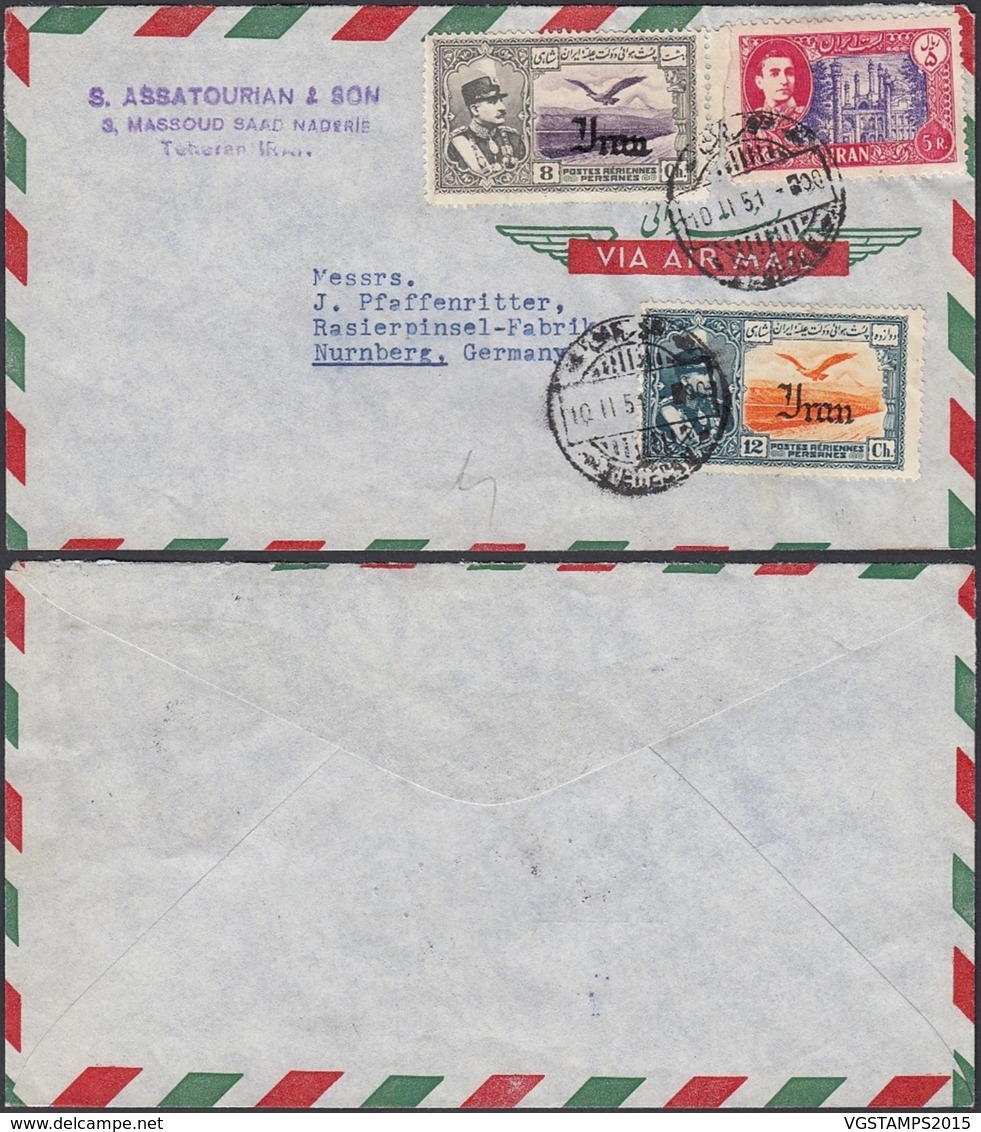 Iran 1951  - Lettre  De Téhéran à Destination Nurnberg-Germany....................   (VG) DC-7908 - Iran