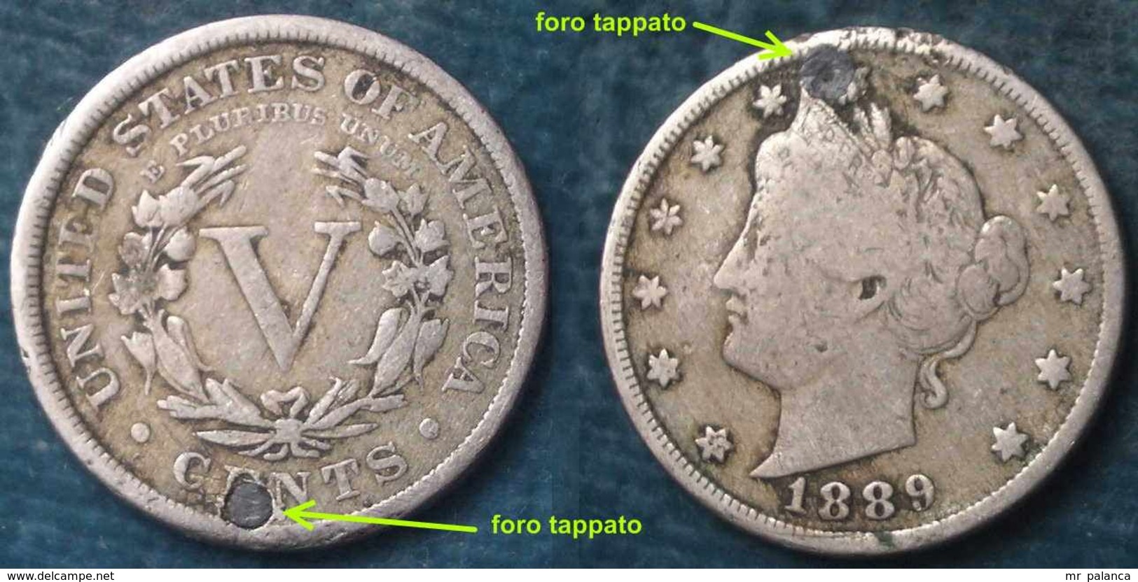 M_p> Stati Uniti 5 ( FIVE ) Cents 1889 - 1883-1913: Liberty