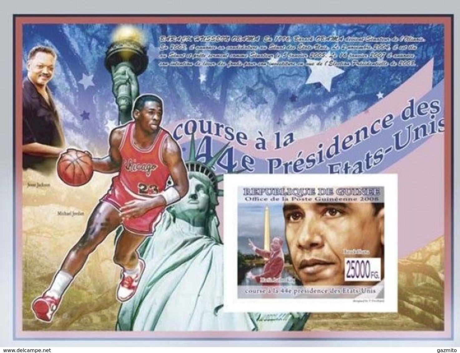 Guinea 2008, President Obama, Basketball, M. Luter King, BF IMPERFORATED - Martin Luther King