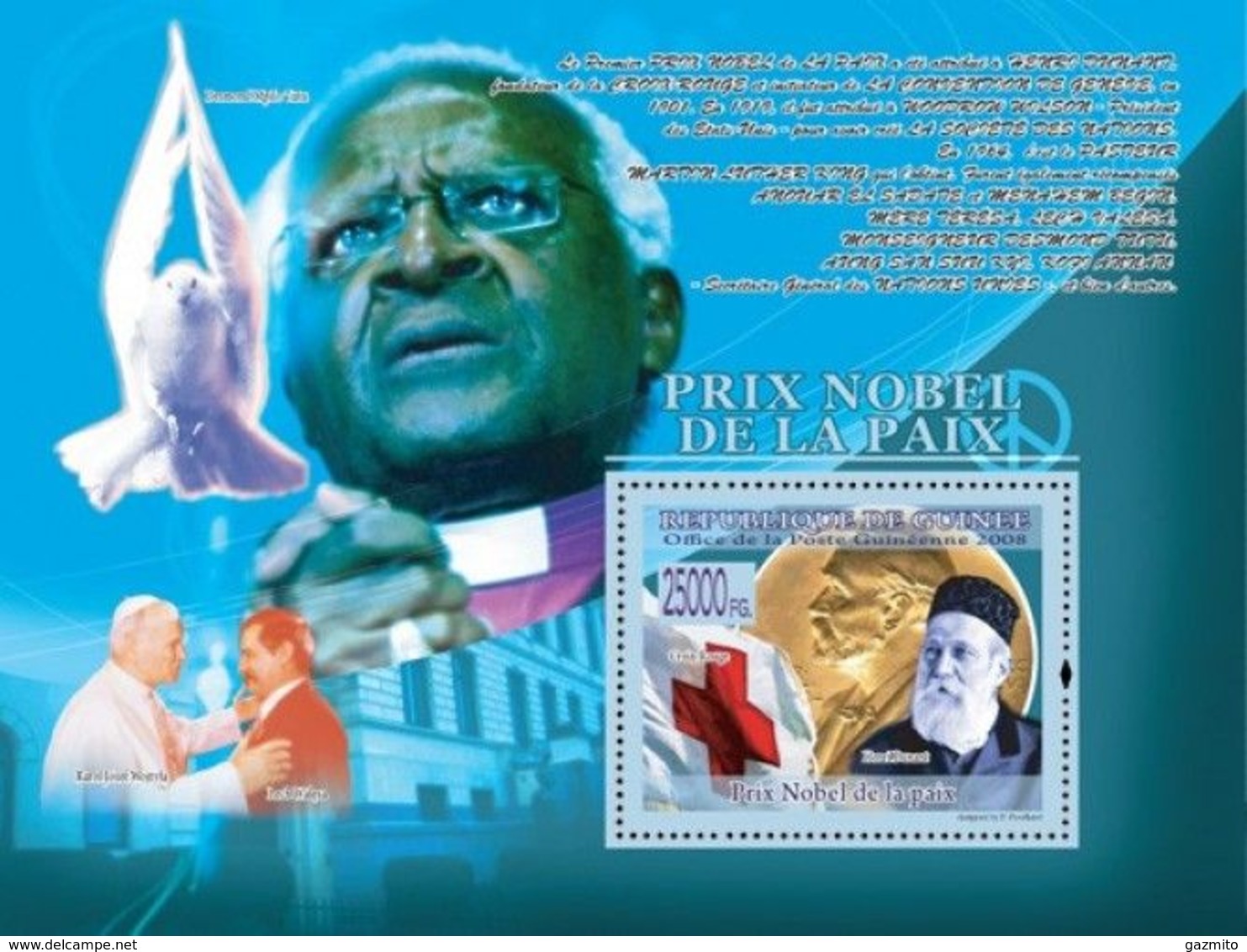 Guinea 2008, Prix For Peace, Red Cross, Pope J. Paul II, Dunandt, BF - Henry Dunant