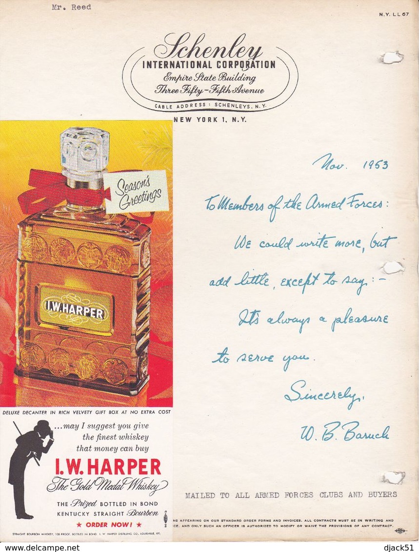 Superbe Et Rare Etiquette / The House Of Schenley N.Y.  1951 / I.W. HARPER 100 Proof No Better KENTUCKY STRAIGHT BOURBON - United States