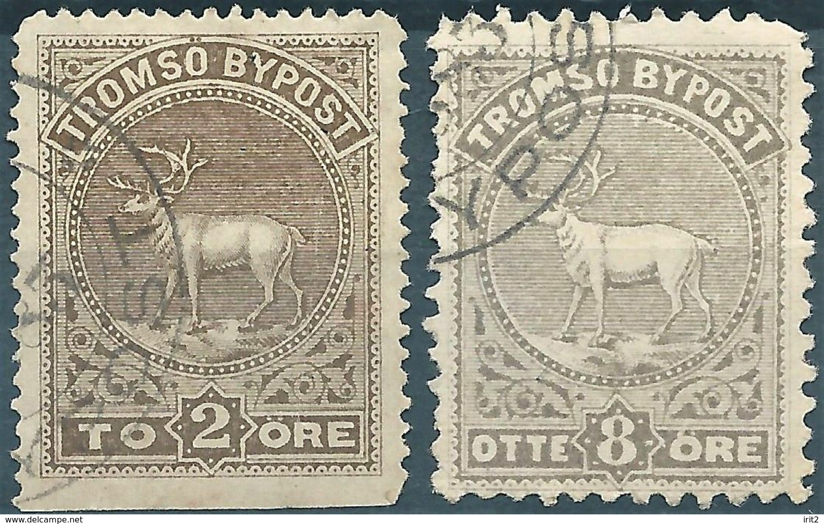 Norvegia - Norway - Norvège,Local Emissions TROMSO BY POST , 2 And 8 ORE - Used,Rare - Lokale Uitgaven