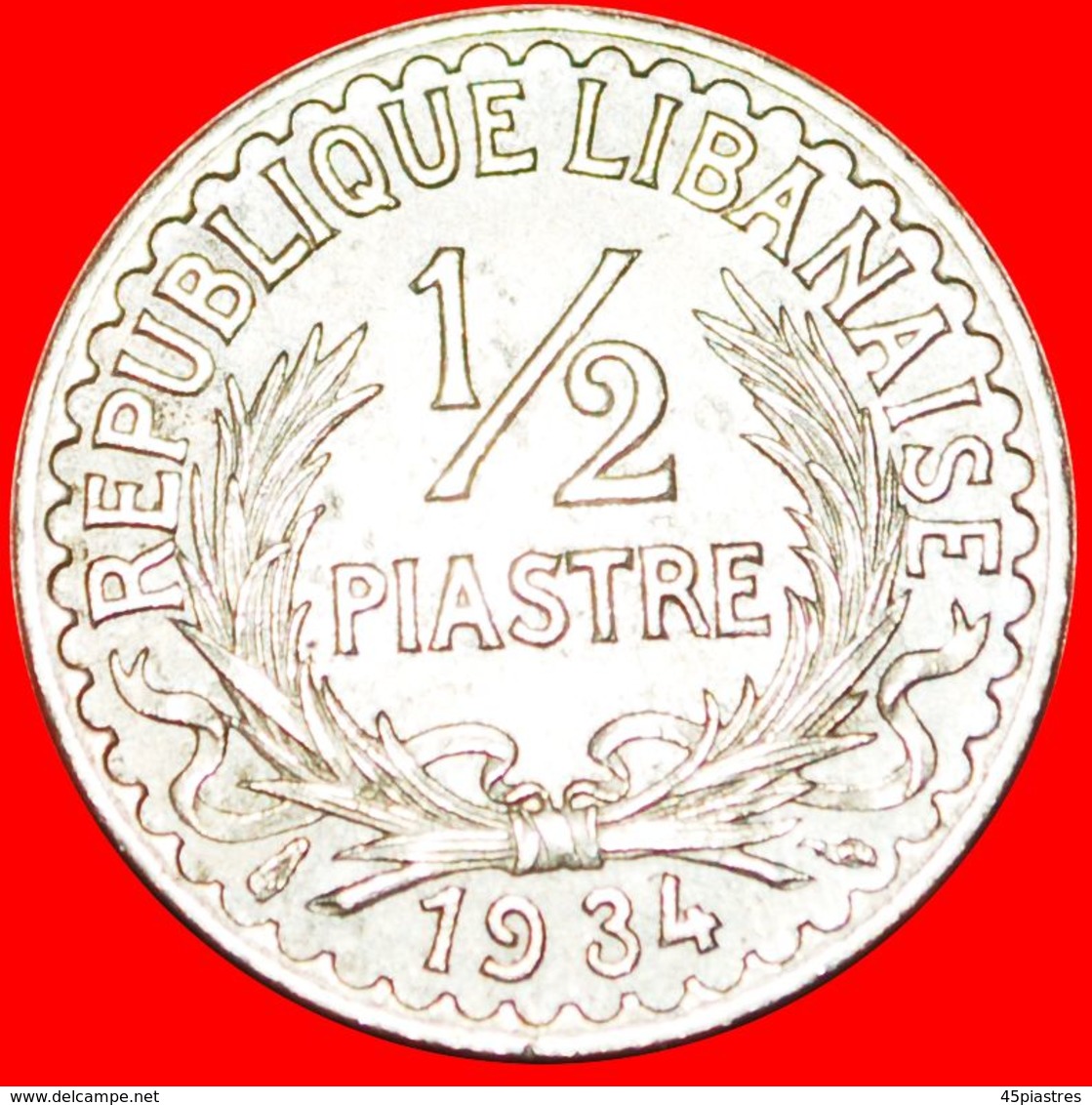 · FRANCE (1934-1936): LEBANON ★ 1/2 PIASTRE 1934 UNCOMMON! LOW START ★ NO RESERVE! - Líbano