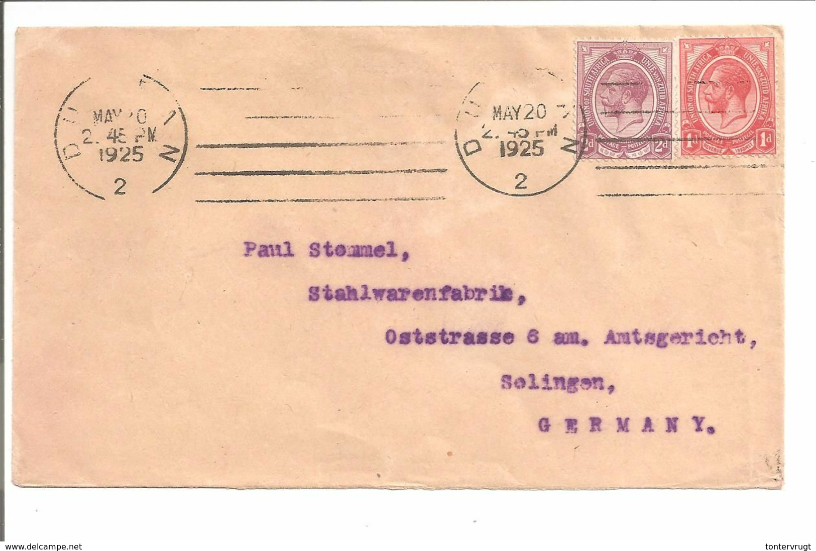 Cover 1d + 2d - 20.5.25 To Solingen - Covers & Documents