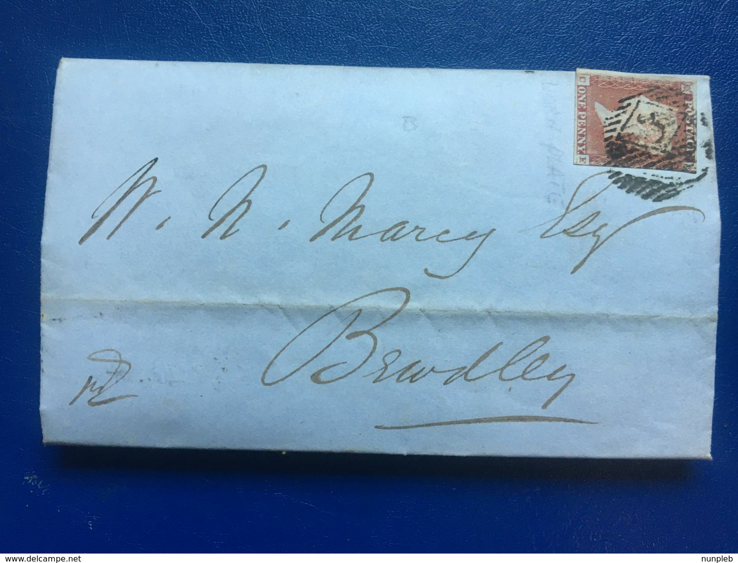 GB 1847 Entire To Bewdley Tied With 1d Red Imperf Worn Plate - 2 Scans - Covers & Documents