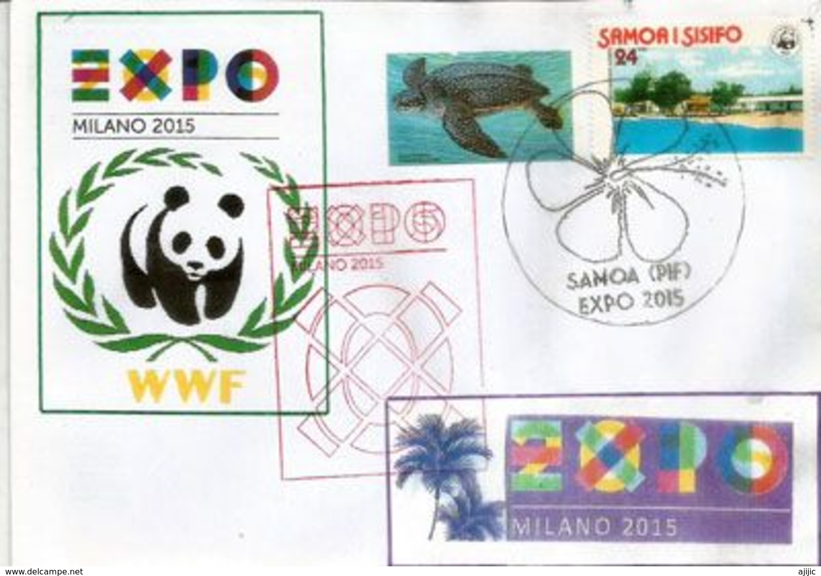 SAMOA EXPO UNIVERSELLE MILAN 2015 Lettre Du Pavillon SAMOA à L'EXPO MILAN, Avec Timbre WWF SAMOA - Tartarughe