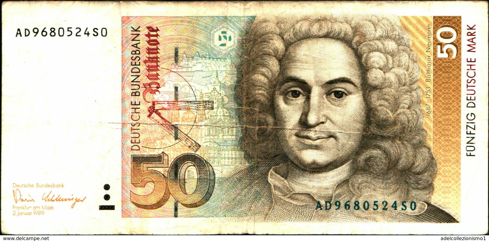 20146) Germania 50 Marchi 1989 BB VF  -banconota Non Trattata.vedi Foto- - 50 Deutsche Mark