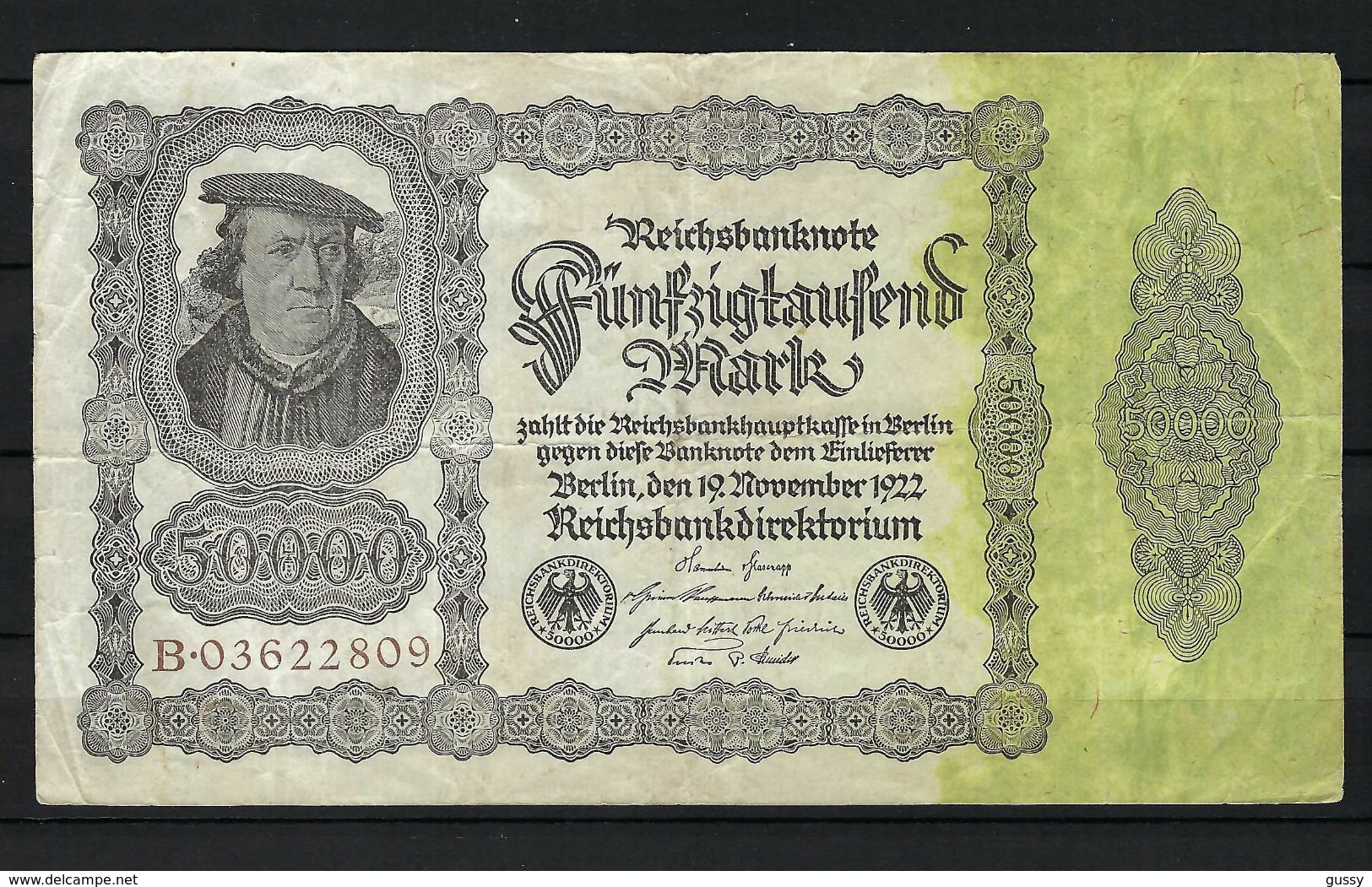 ALLEMAGNE 1923:  Billet De 50'000 Mark De La Reichsbank, Assez Bon état - 50.000 Mark