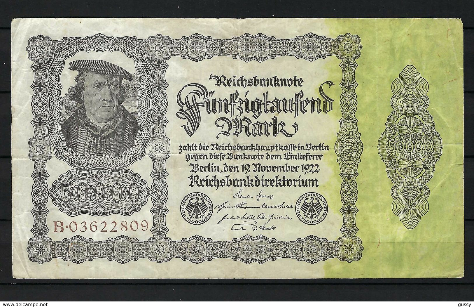 ALLEMAGNE 1923:  Billet De 50'000 Mark De La Reichsbank, Assez Bon état - 50000 Mark