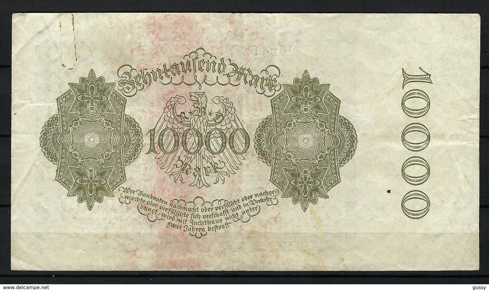 ALLEMAGNE 1923:  Billet De 10'000 Mark De La Reichsbank, Assez Bon état - 10.000 Mark