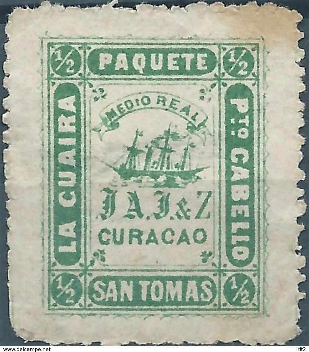 Curaçao, CURACAO,1869 LA GUIRA Pto CABELLO PAQUETE SAN TOMAS 1/2,Mint,Rare - Danish West Indies