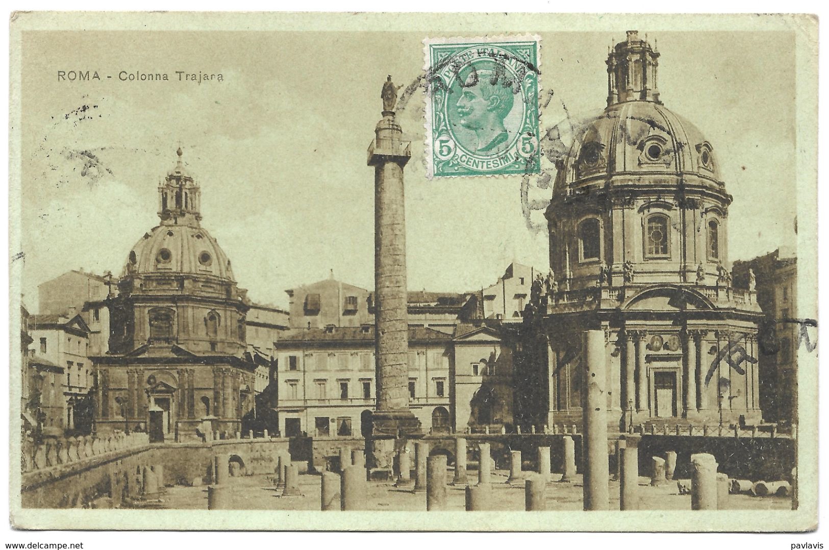 Rome / Roma – Colonna Trajana – With A Stamp 5 Centesimi – Year 1920 - Transportmiddelen