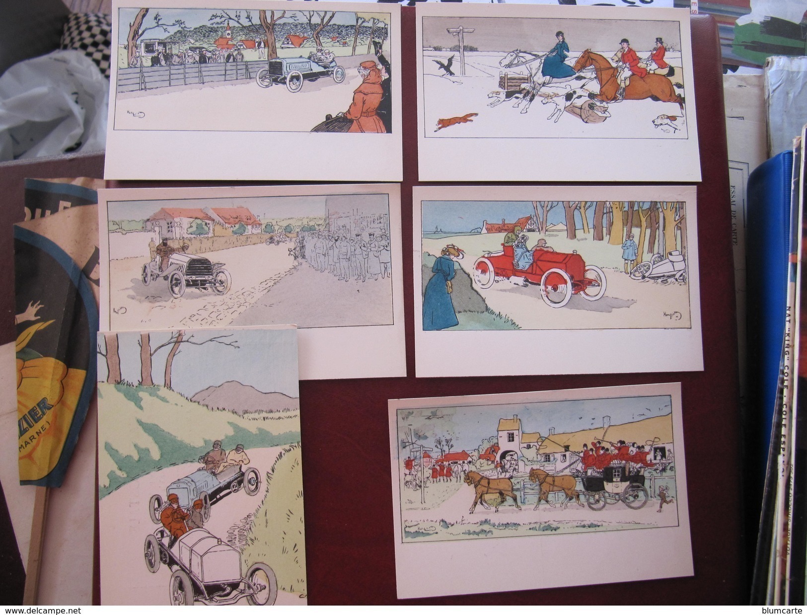 CARNET DE 10 CPA - HARRY ELIOTT - LA VIE SPORTIVE - AUTOMOBILES - CHEVAUX - CHASSE A COURRE... - Autres & Non Classés