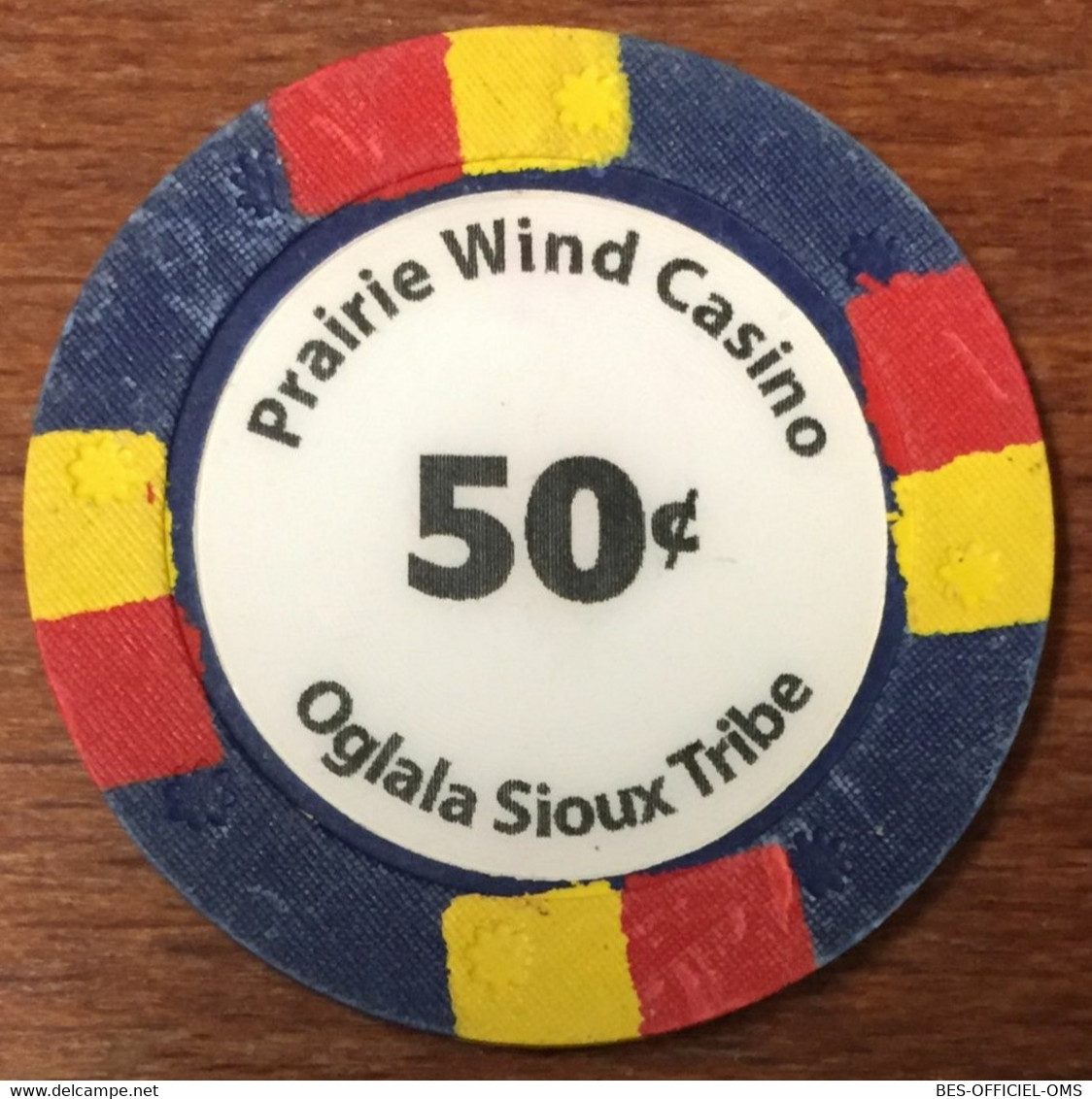 ÉTATS-UNIS USA DAKOTA DU SUD PRAIRIE WIND CASINO OGLALA SIOUX TRIBE INDIAN CHIP 50C JETON TOKENS COINS - Casino