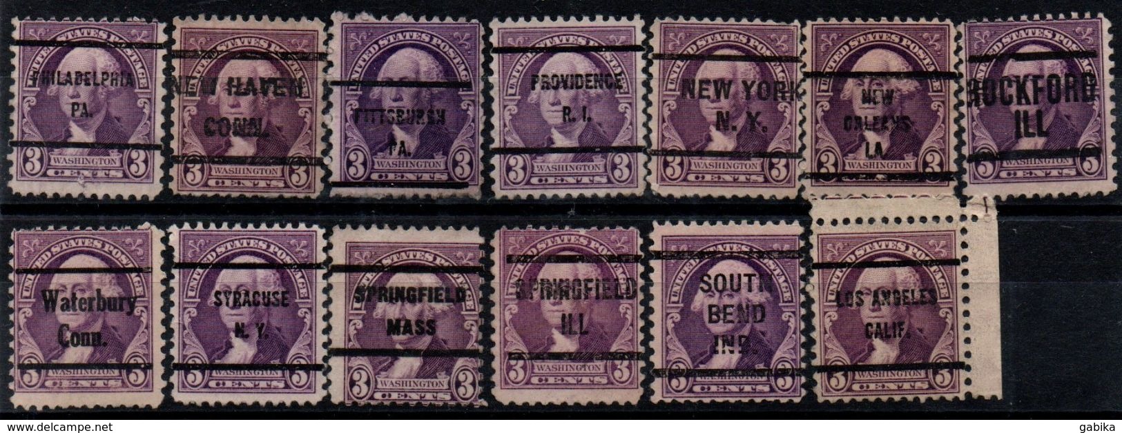 USA 1932, Precancels / Preobliteres, 13 Different, Washington - Vorausentwertungen