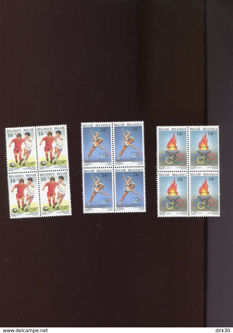 Belgie 1994 2540/42 Soccer Skating Olympics Lillehammer 1994 Olympic Flame And Rings Andre Buzin BLOCK OF 4 MNH - Ongebruikt