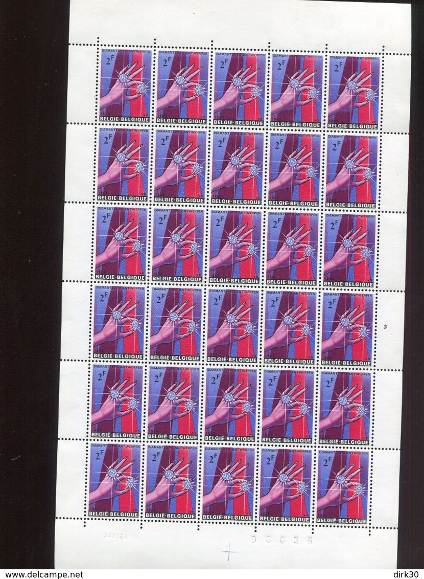 Belgie 1965 1314 Diamant Diamond Antwerp Hand Ring Luppi Full Sheet MNH Plaatnummer 3 - Ohne Zuordnung