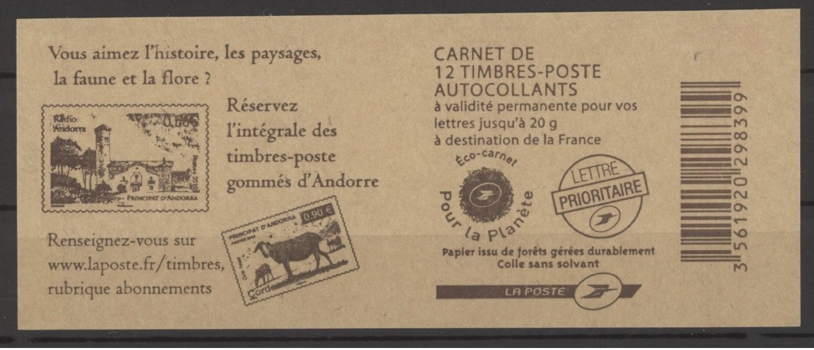 N° 4197 - C23 Y.T. Neuf **Type Marianne De Beaujard Autoadhésif Réservation Des Timbres D'Andorre - Autres & Non Classés