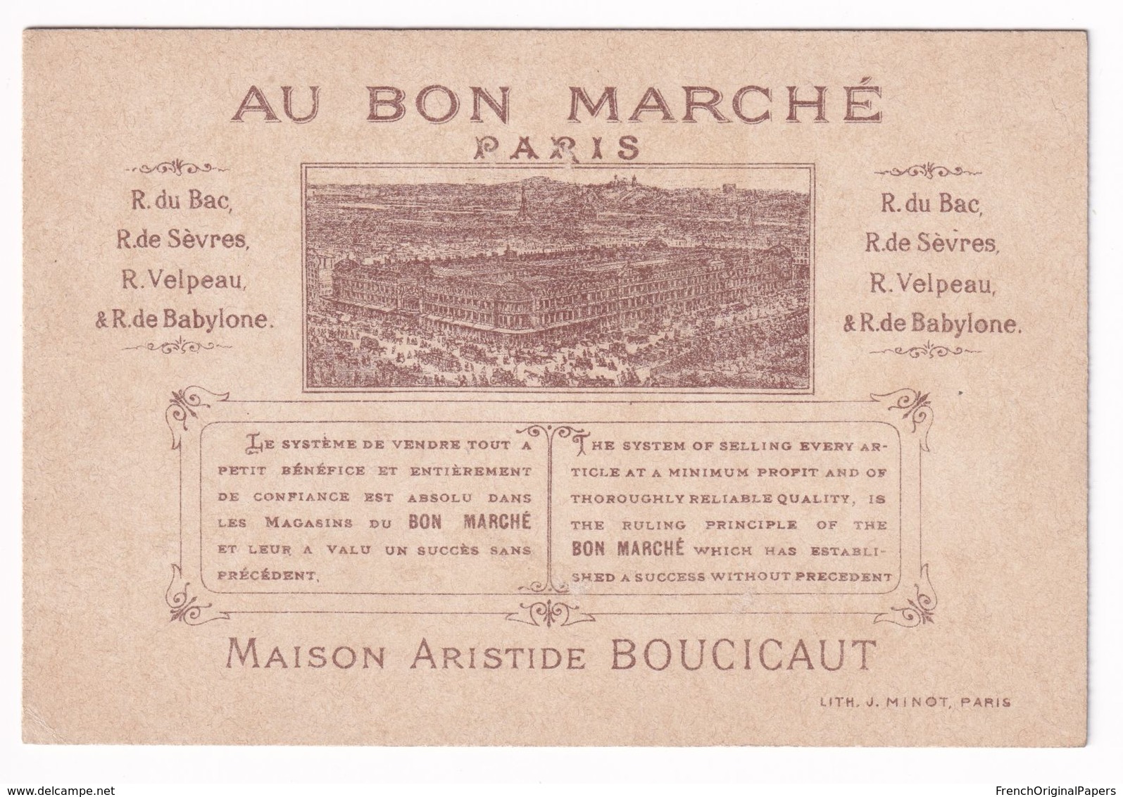 Jolie Chromo Dorée Au Bon Marché Paris 1890s Minot Don Quichotte Moulin Moyen-Age Chevalier Cheval équitation A39-94 - Au Bon Marché