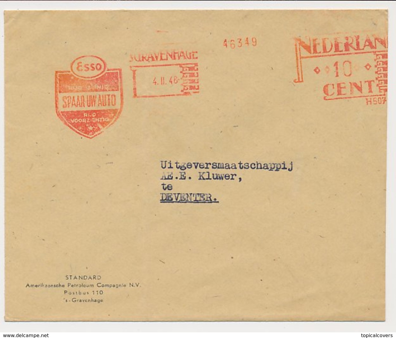 Meter Cover Netherlands 1948 Esso - Oil - Other & Unclassified