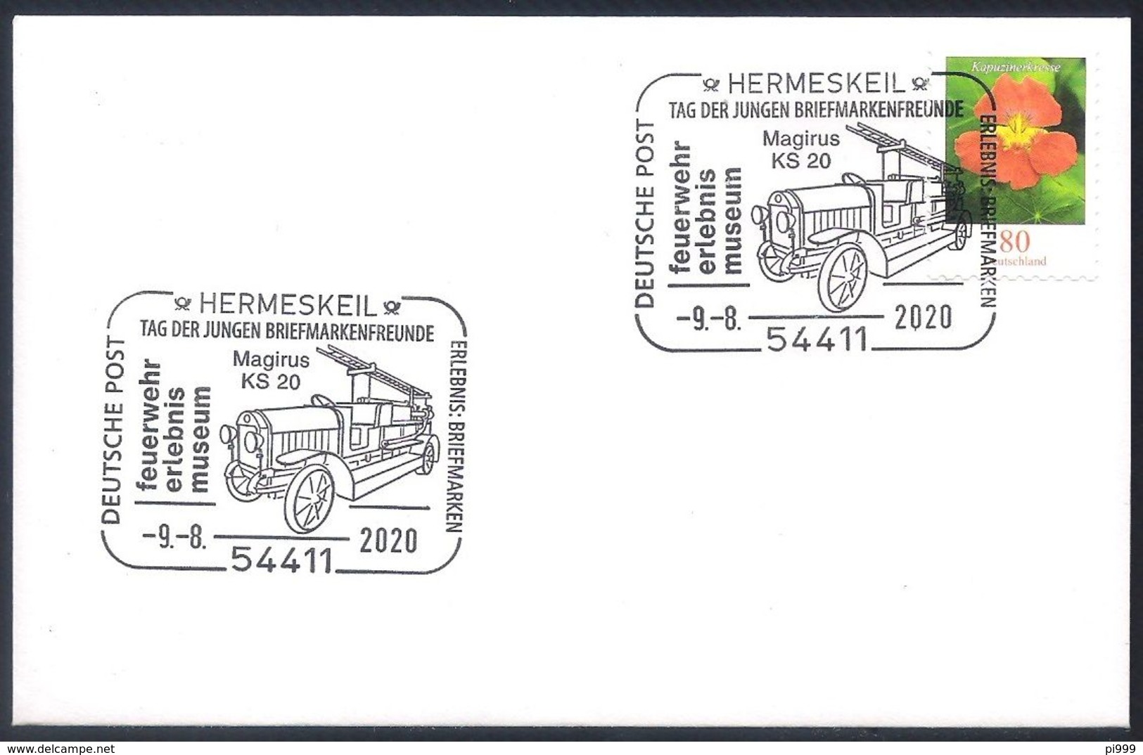 Germany * Special Postmark [Hermeskeil 9.8.2020] Historic Fire Engines / As Scan - Firemen