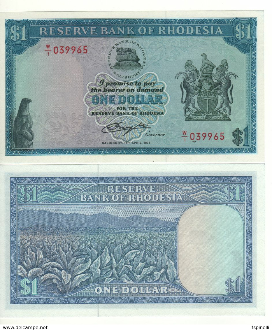 RHODESIA  1 Dollar   P34c   Dated  18.4.1978   UNC   (Tobacco Fields) - Rhodesia