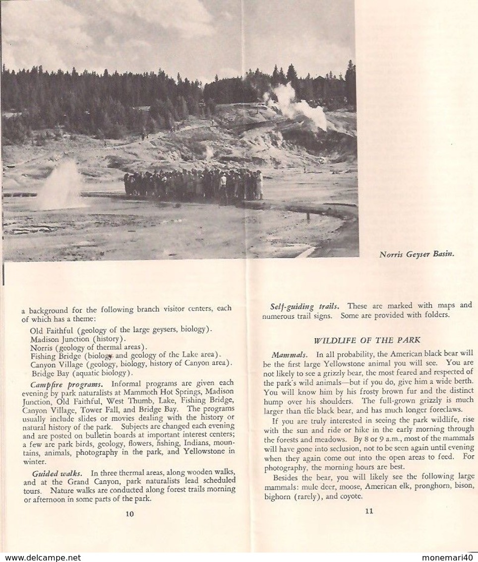 YELLOWSTONE - PARK, WYOMING - MONTANA - IDAHO (CARTES INCLUSES de la RÉGION) - 1959.